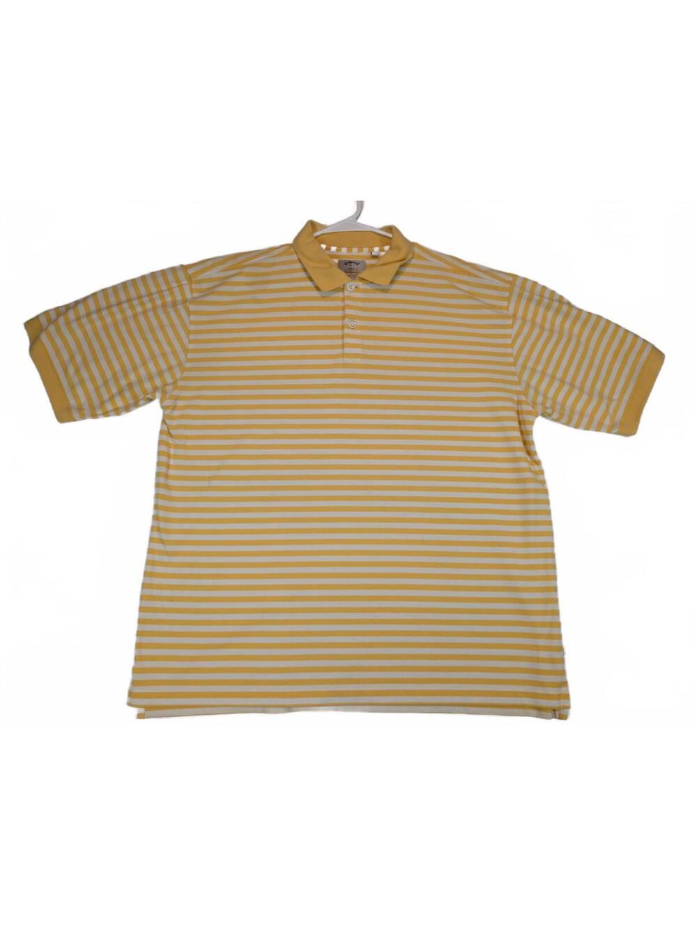 Callaway Golf Sport Striped Polo Shirt Short Sleeve Yellow White Mens XL